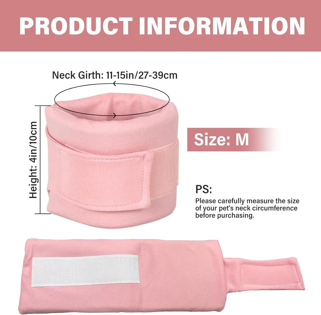 Soft fabric cat recovery collar in grey colour showing adjustable design for neck support