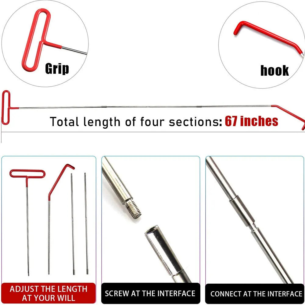 Car tool kit with air wedge pump bag and stainless steel long-reach tools