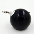 Small inline mobile phone speaker in black, 4.2 cm size, with loud bass and rechargeable battery