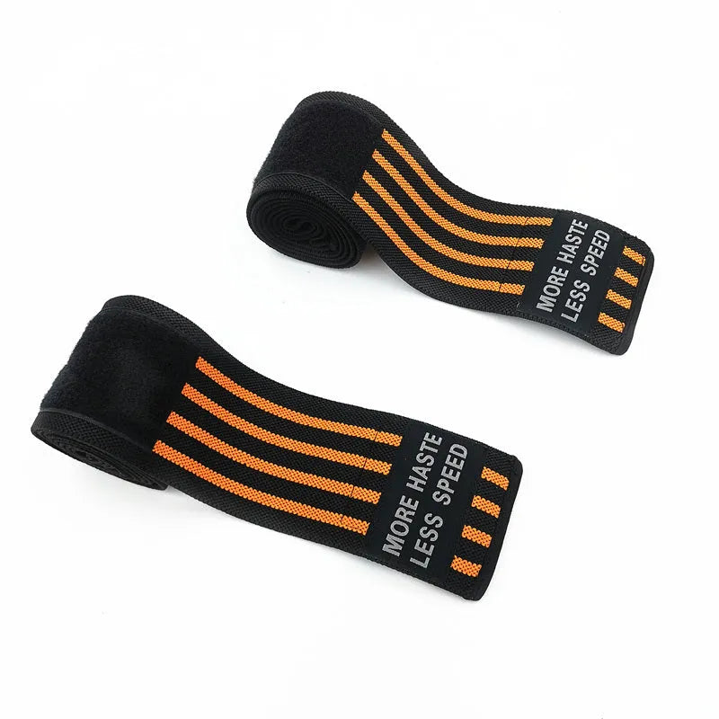 Weightlifting strength wristband in nylon with adjustable pressure, shown in orange colour
