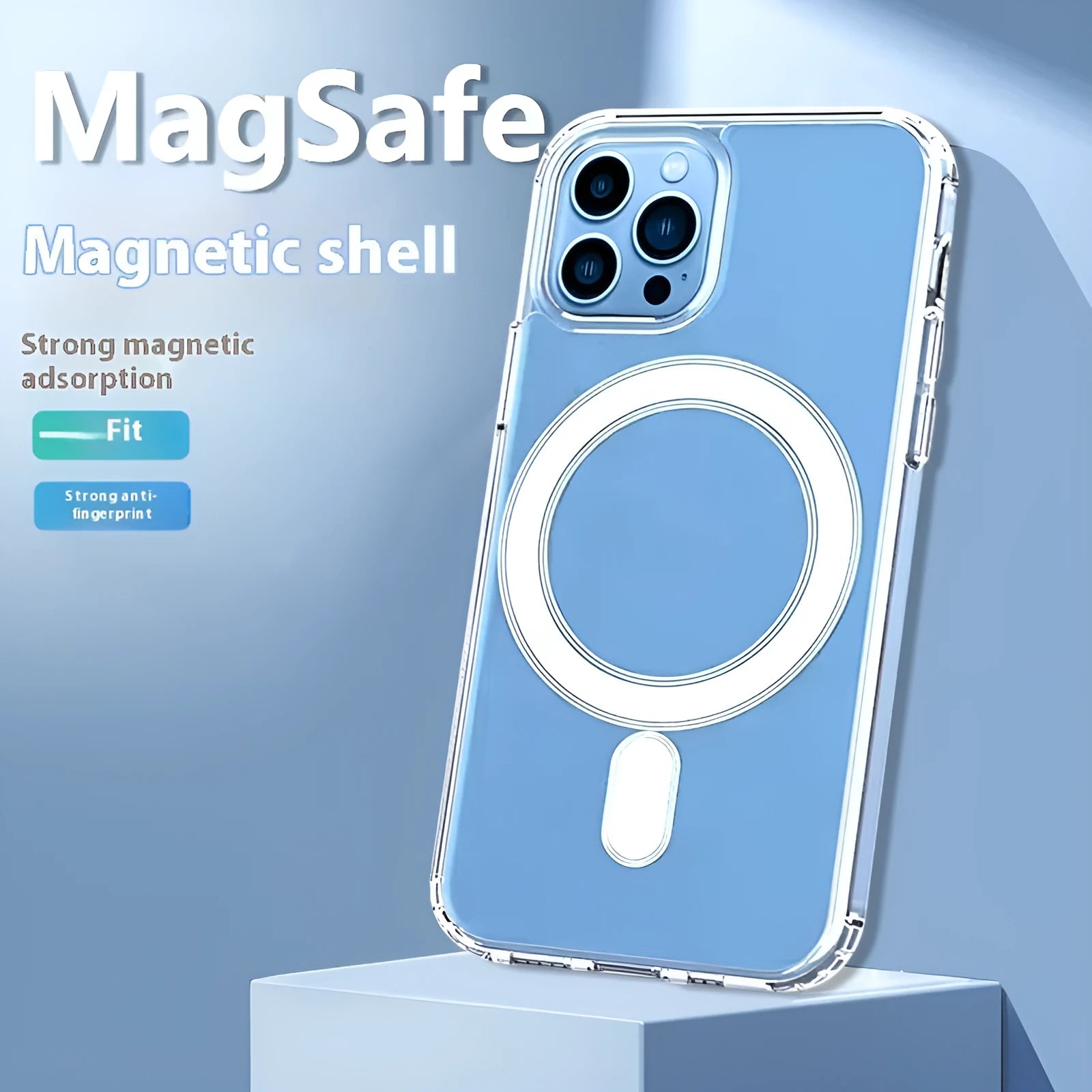 Magnetic transparent PC phone case for iPhone with all-inclusive drop-resistant airbag edges
