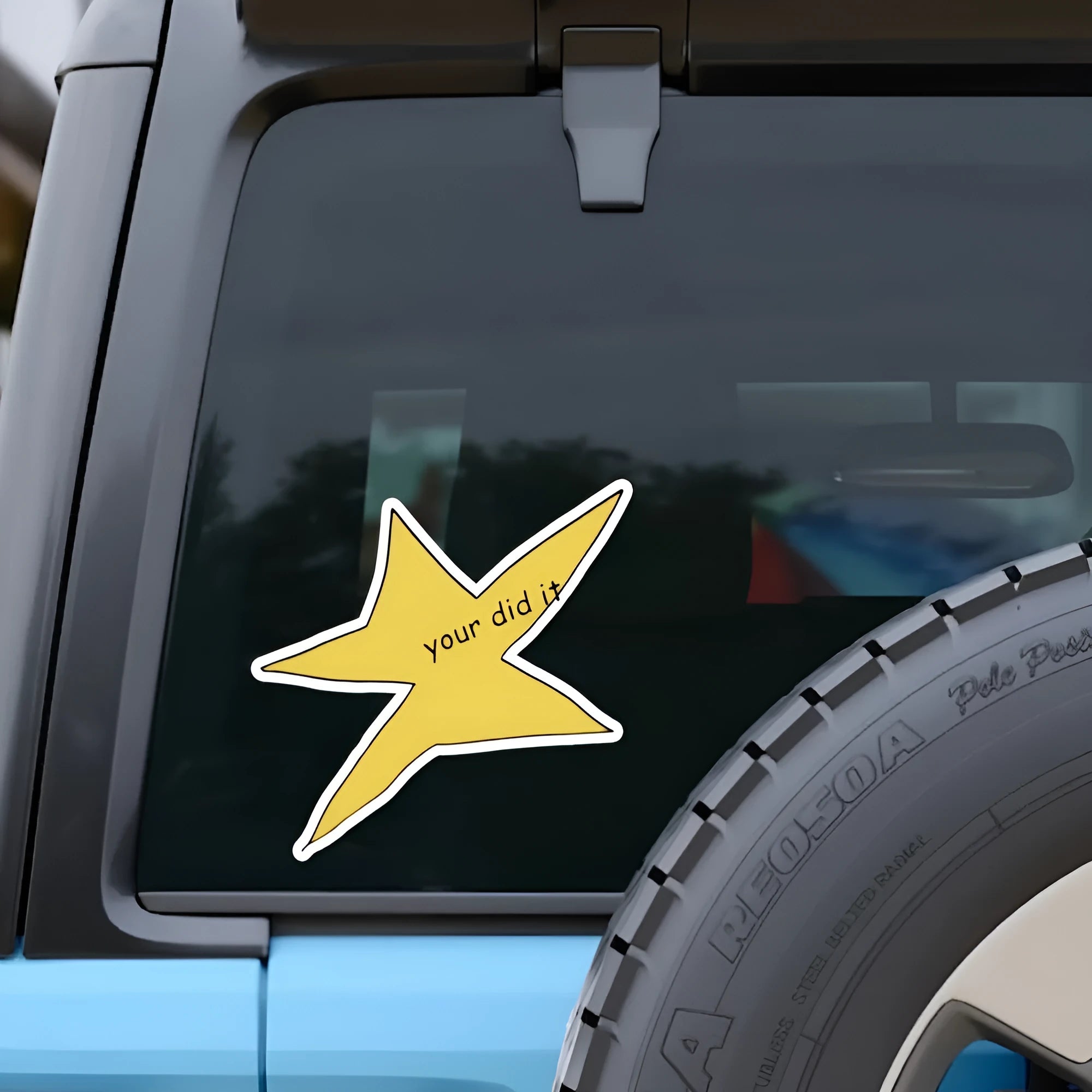 Waterproof vinyl facial expression stickers in 3.5 and 7 inch square sizes for surface decoration