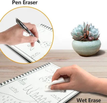Rewritable paper notebook B5 size black PP cover spiral binding with erasable pen and app backup