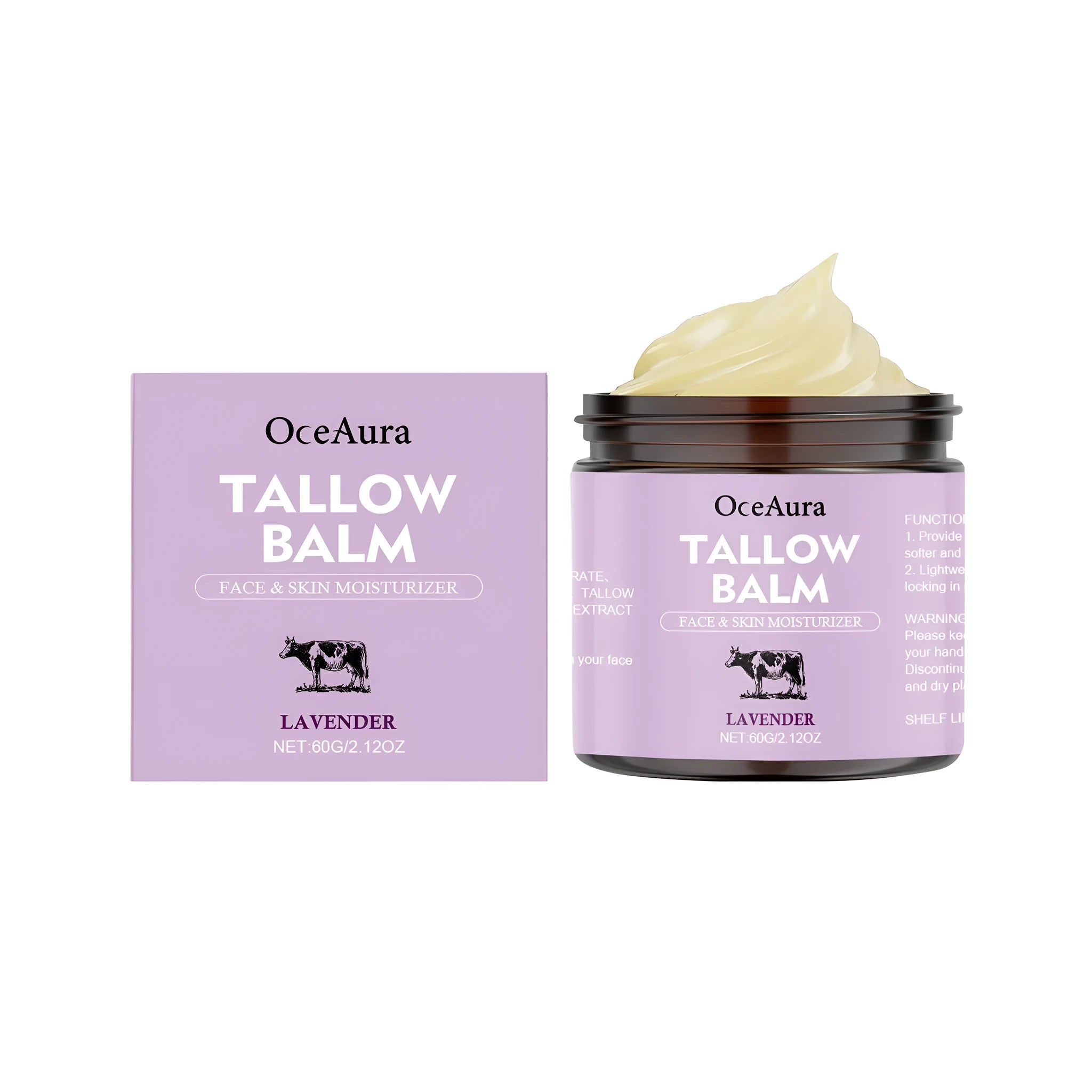 60g Lavender Cow Fat moisturising cream jar with lavender extract and glycerin formula