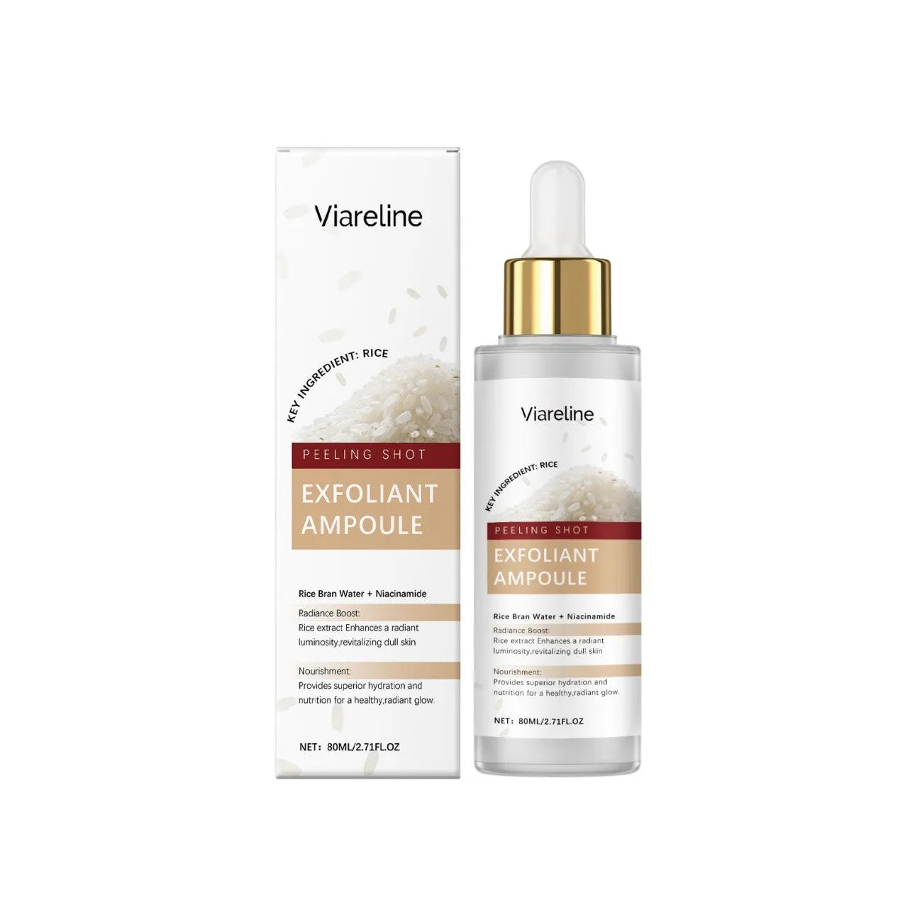 80ml bottle of exfoliating and moisturising facial liquid with hyaluronic acid and salicylic acid
