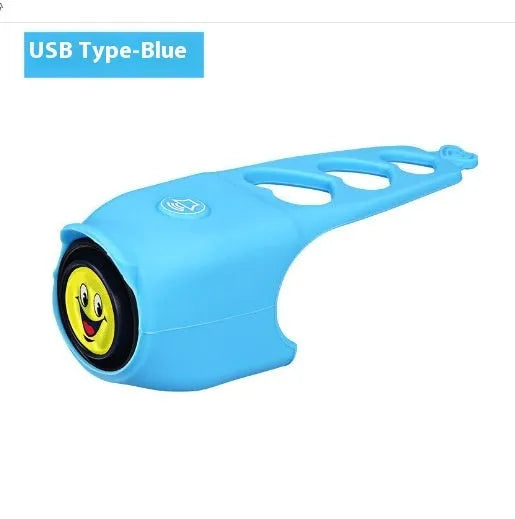Bicycle electronic horn in plastic casing with 100dB alarm, measuring 12.5cm