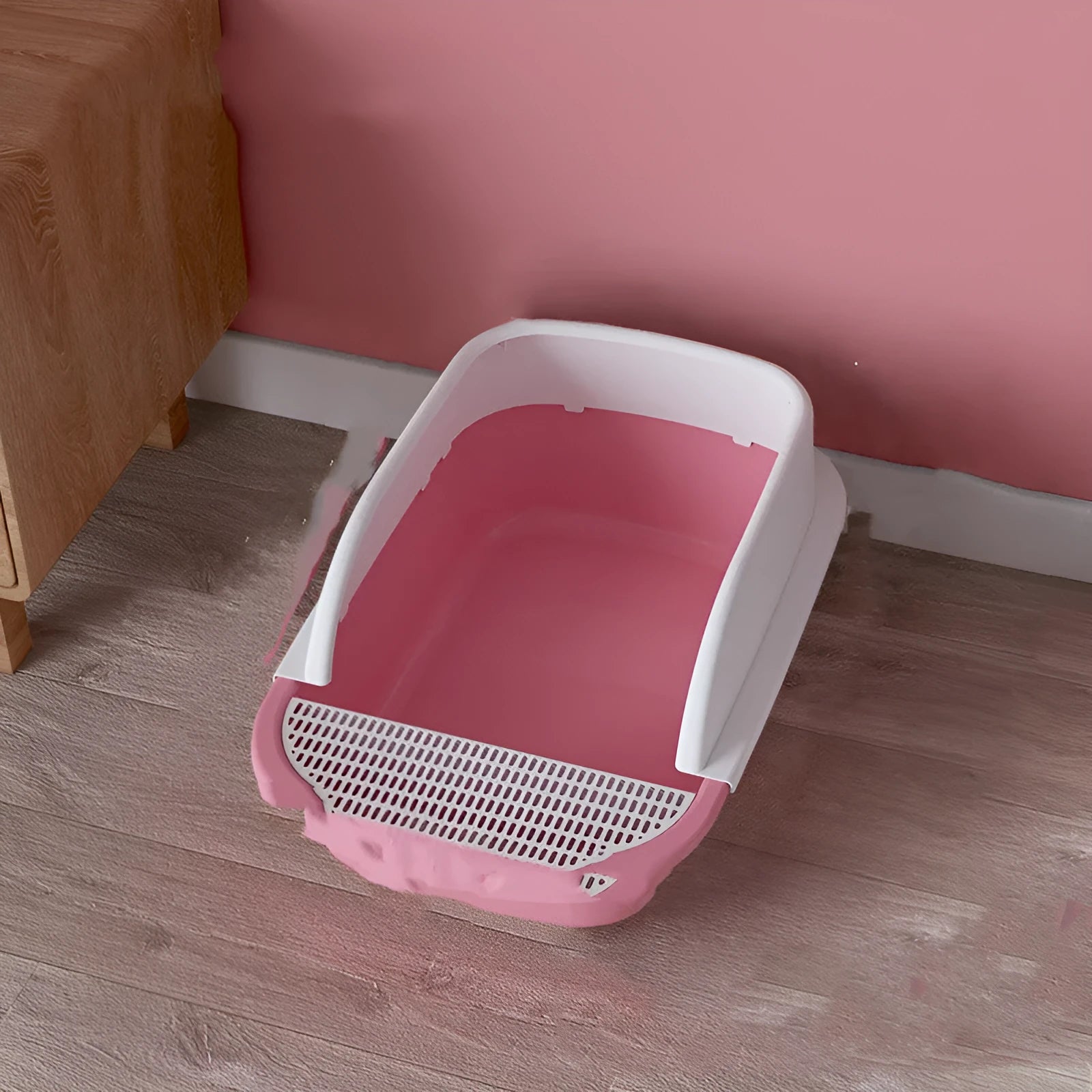 Super large plastic cat litter box in grey, simple style, free combination design