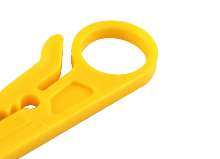 Yellow mini portable wire stripper tool with a metal blade for 0.6mm wires.