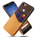 A solid-colour leather back cover case for a Google Pixel smartphone, shown in multiple colour options.