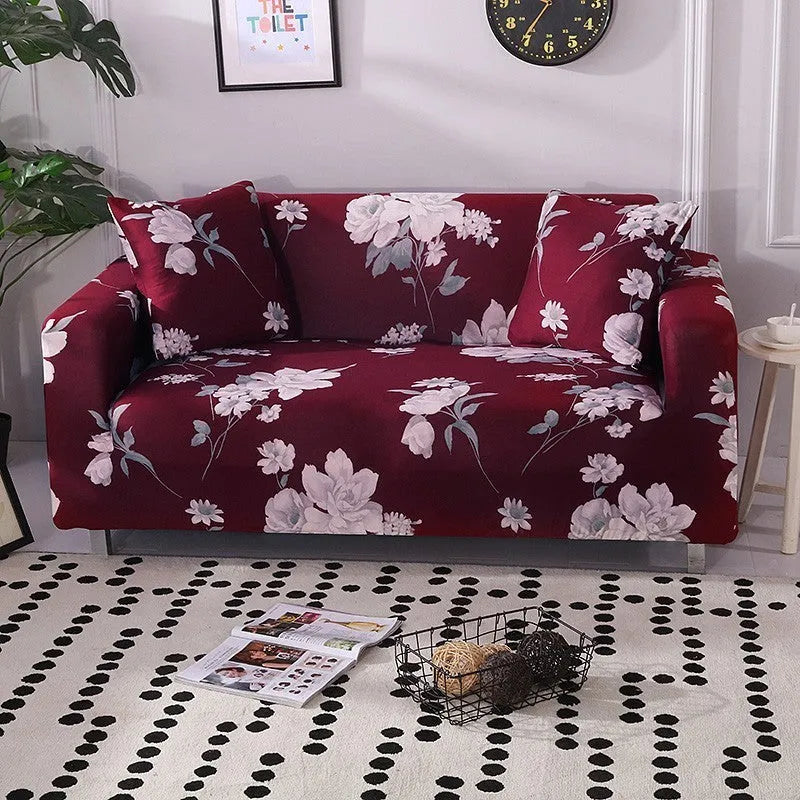 Elastic all-inclusive polyester sofa cover with striped pattern in modern simple style