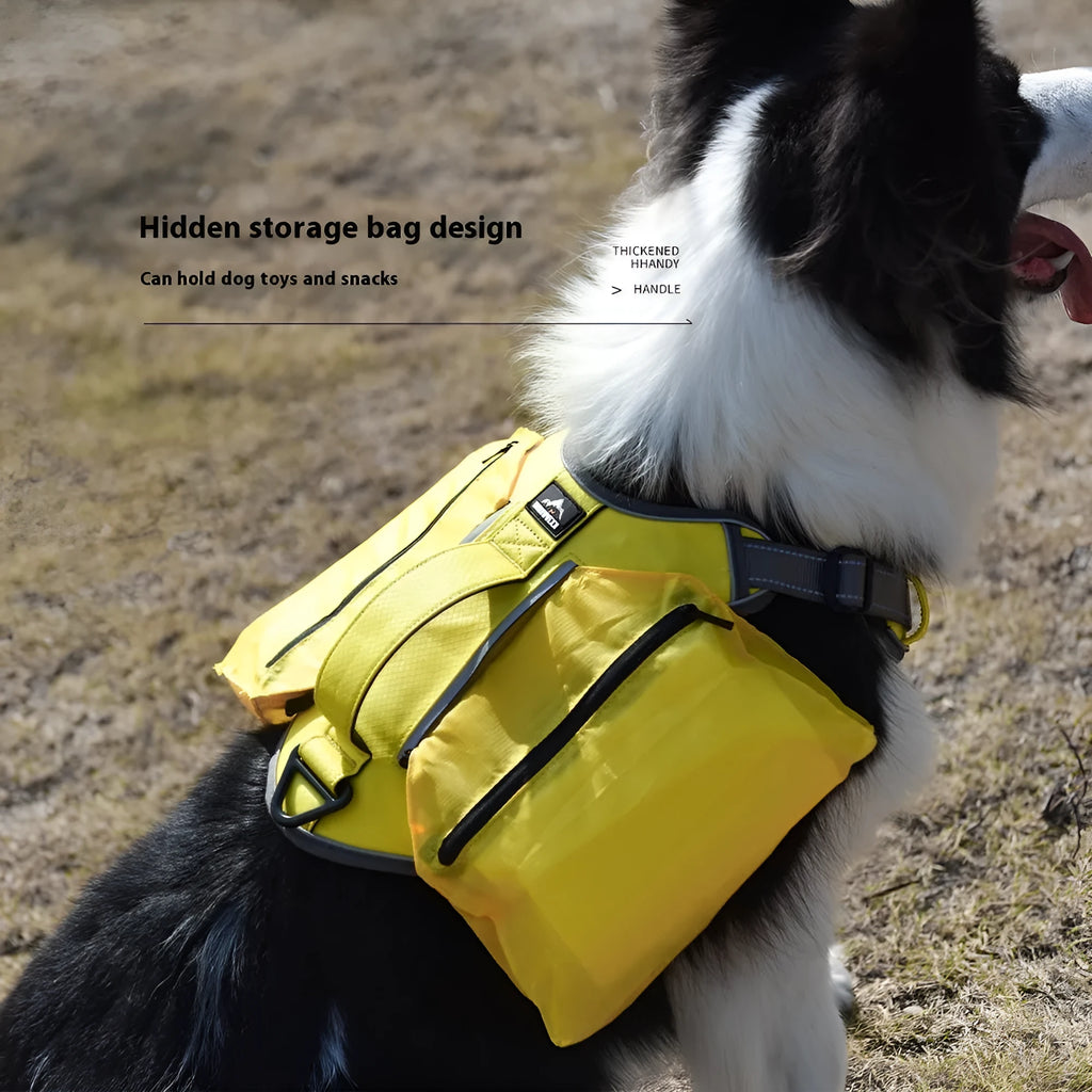 Reflective breathable explosion-proof Oxford cloth dog harness in orange on white background
