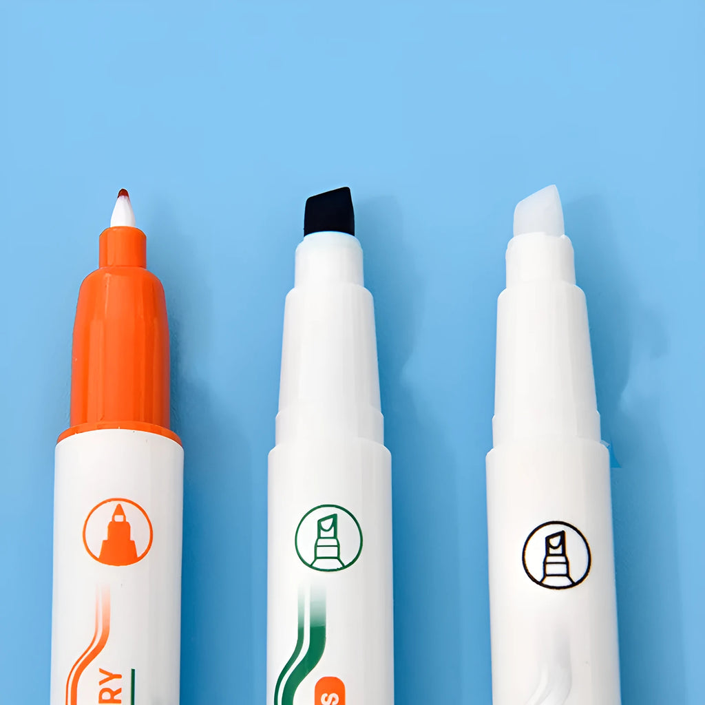 Green erasable highlighter pen set with plastic shell and card packaging
