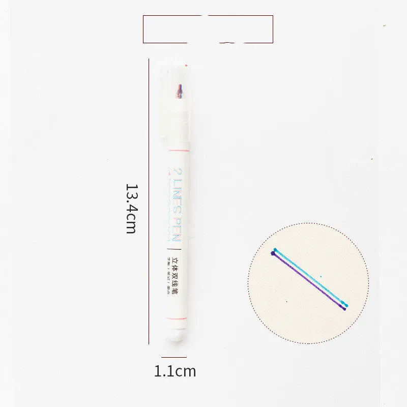 Two-colour plastic highlighter pen for students with 0.5mm nib
