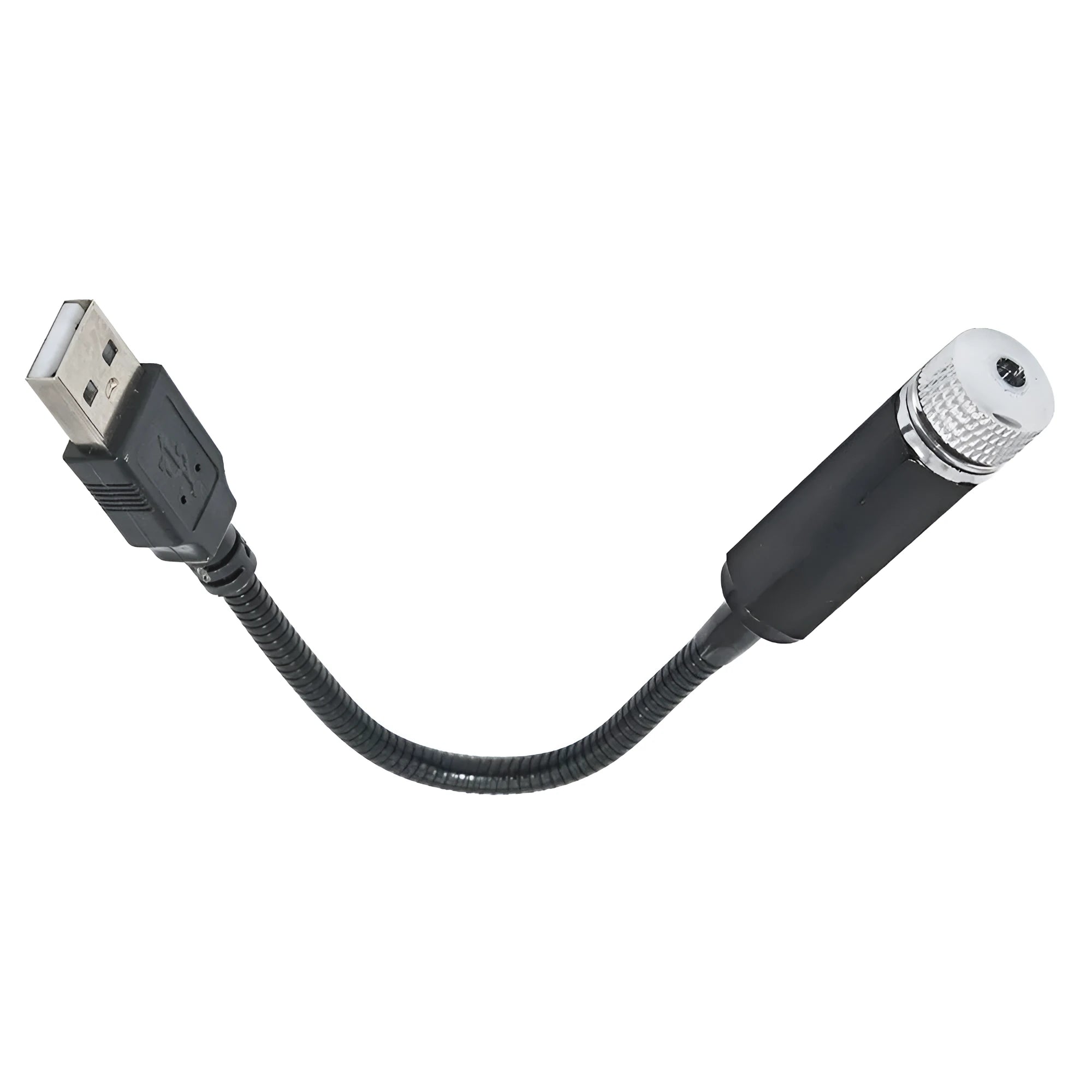 Purple star effect car roof LED light with USB cable and aluminium housing.