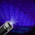 Purple star effect car roof LED light with USB cable and aluminium housing.