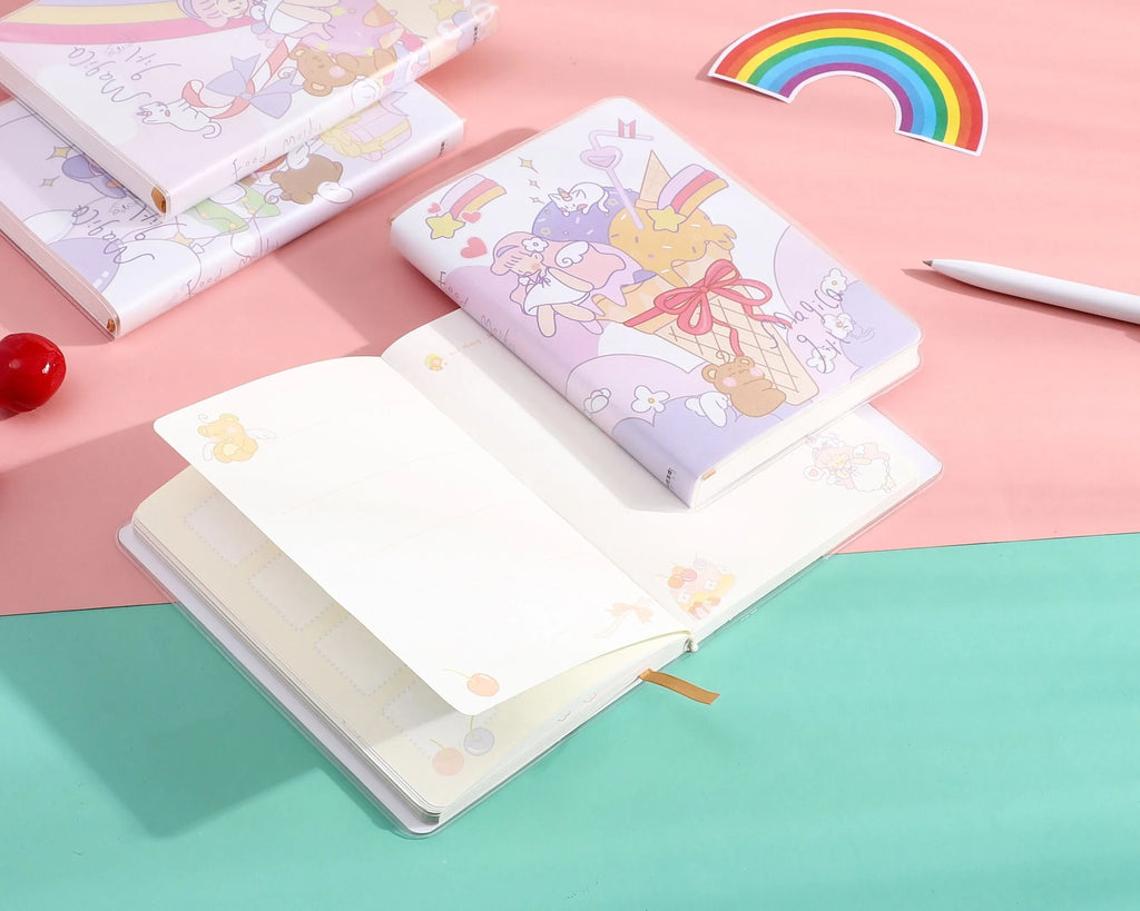 A6 waterproof plastic sleeve notepad diary with amusement park theme designs and PU soft cover