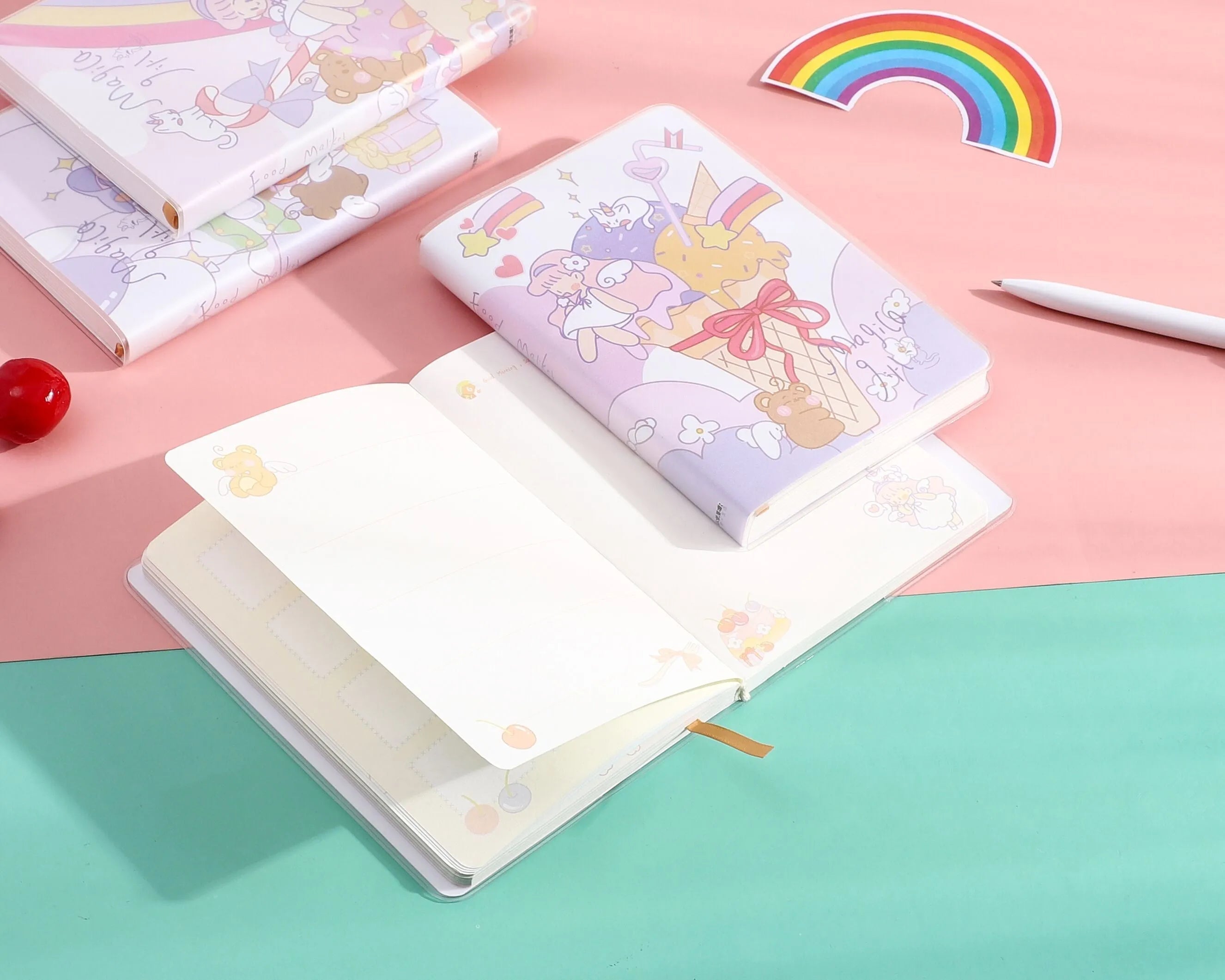 A6 waterproof plastic sleeve notepad diary with amusement park theme designs and PU soft cover