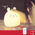 Silicone rabbit-shaped rechargeable night light with colour-changing LED illumination