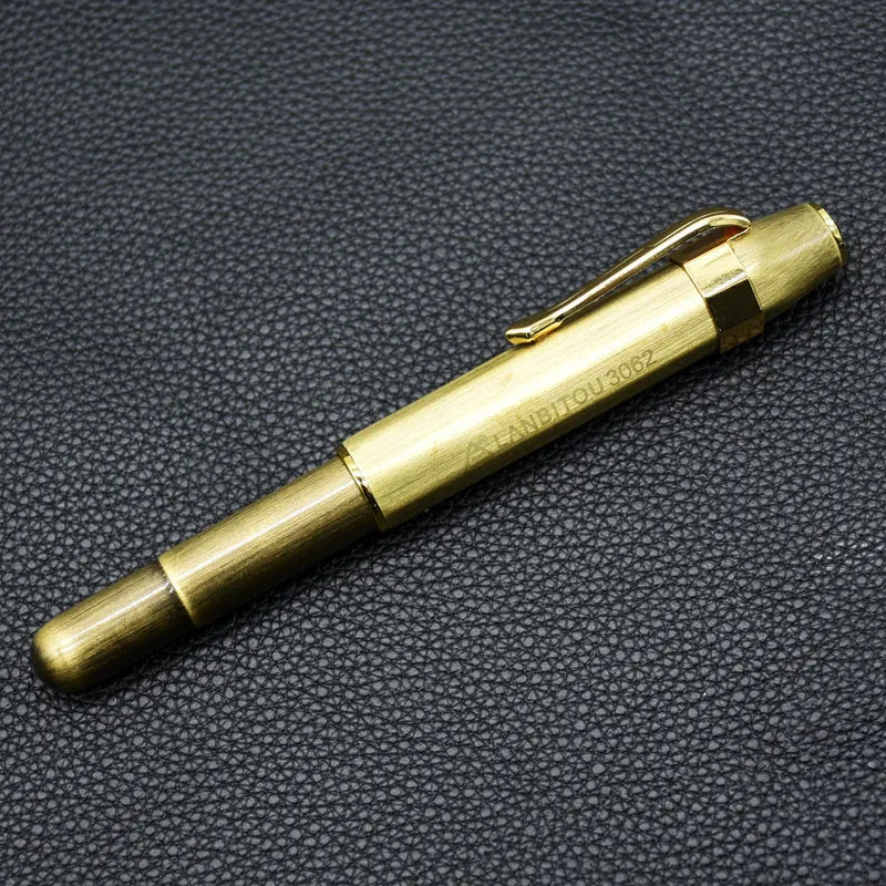 Vintage octagonal metal pocket fountain pen in copper finish with stainless steel nib and gift box