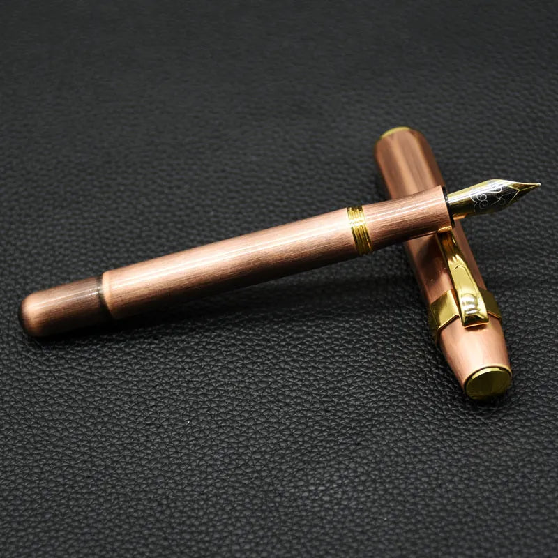Vintage octagonal metal pocket fountain pen in copper finish with stainless steel nib and gift box