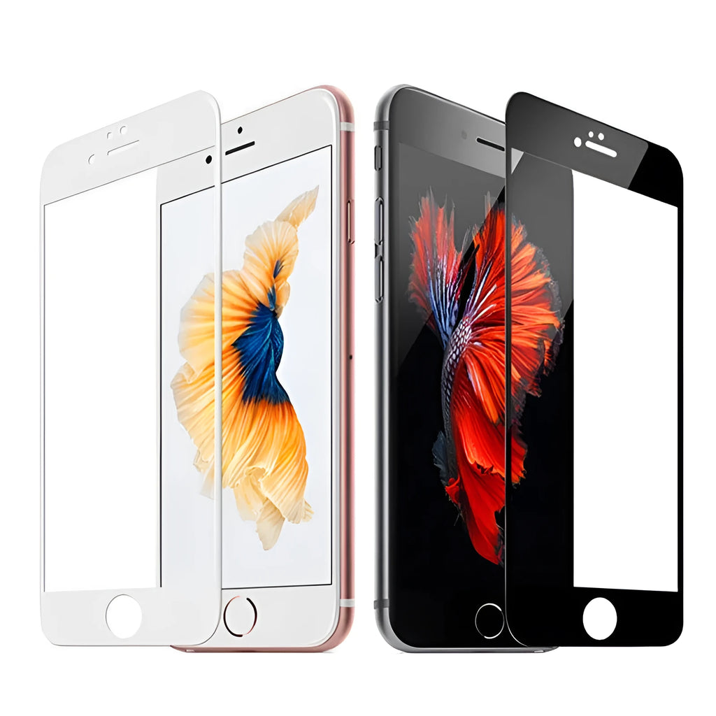 Full screen sanding toughened PET front screen protector for iPhone models, black or white options