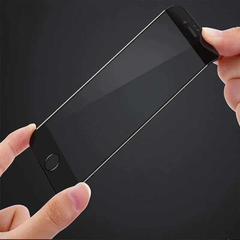 Full screen sanding toughened PET front screen protector for iPhone models, black or white options