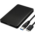 Black grid pattern USB 3.0 external hard disk enclosure for 2.5-inch SATA drives with dual LED indicators