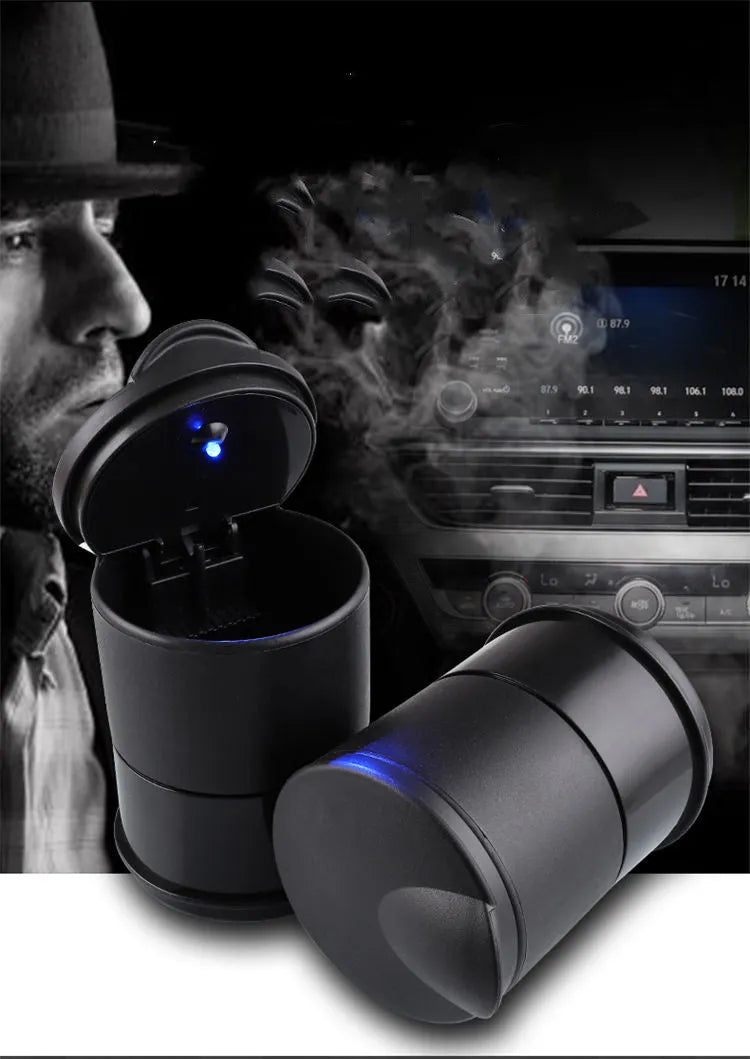 Creative LED portable multifunctional car ashtray with light in colour A