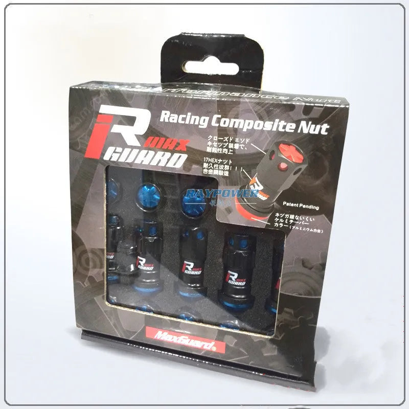 20-piece anti-theft screw and nut set for automobile wheel hub in blue and red