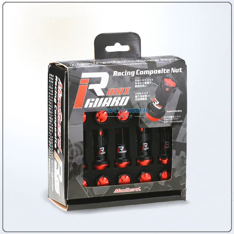 20-piece anti-theft screw and nut set for automobile wheel hub in blue and red
