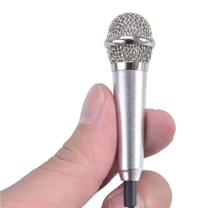 Blue wired condenser karaoke microphone with 3.5mm plug for mobile phones.