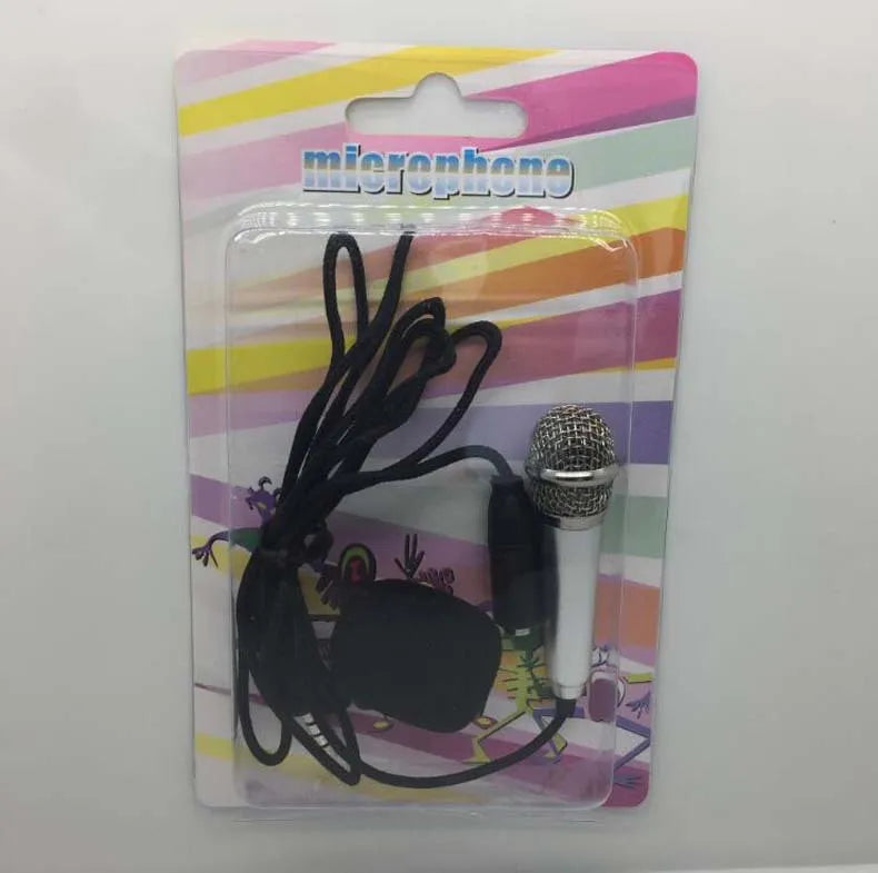 Blue wired condenser karaoke microphone with 3.5mm plug for mobile phones.