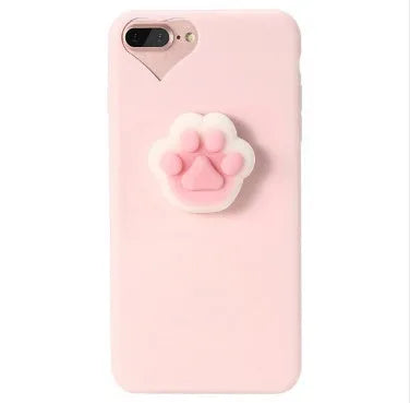 Soft silicone TPU iPhone case with 3D cartoon cat design in multiple colours