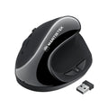 Black 2.4G vertical ergonomic optical mouse with 3 adjustable DPI levels and wireless receiver