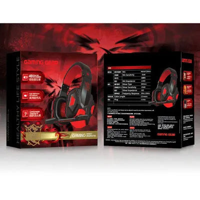 PC780 black and blue gaming headset with microphone, shown in head-mounted design with straight plug.