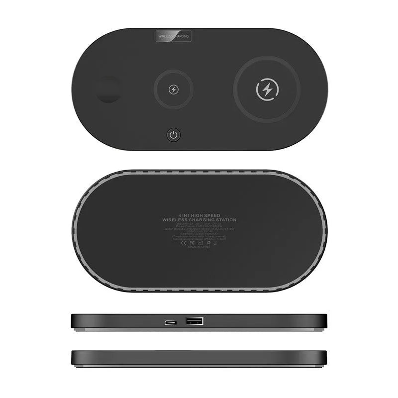 Black and white 15W desktop wireless charger with LED indicator light