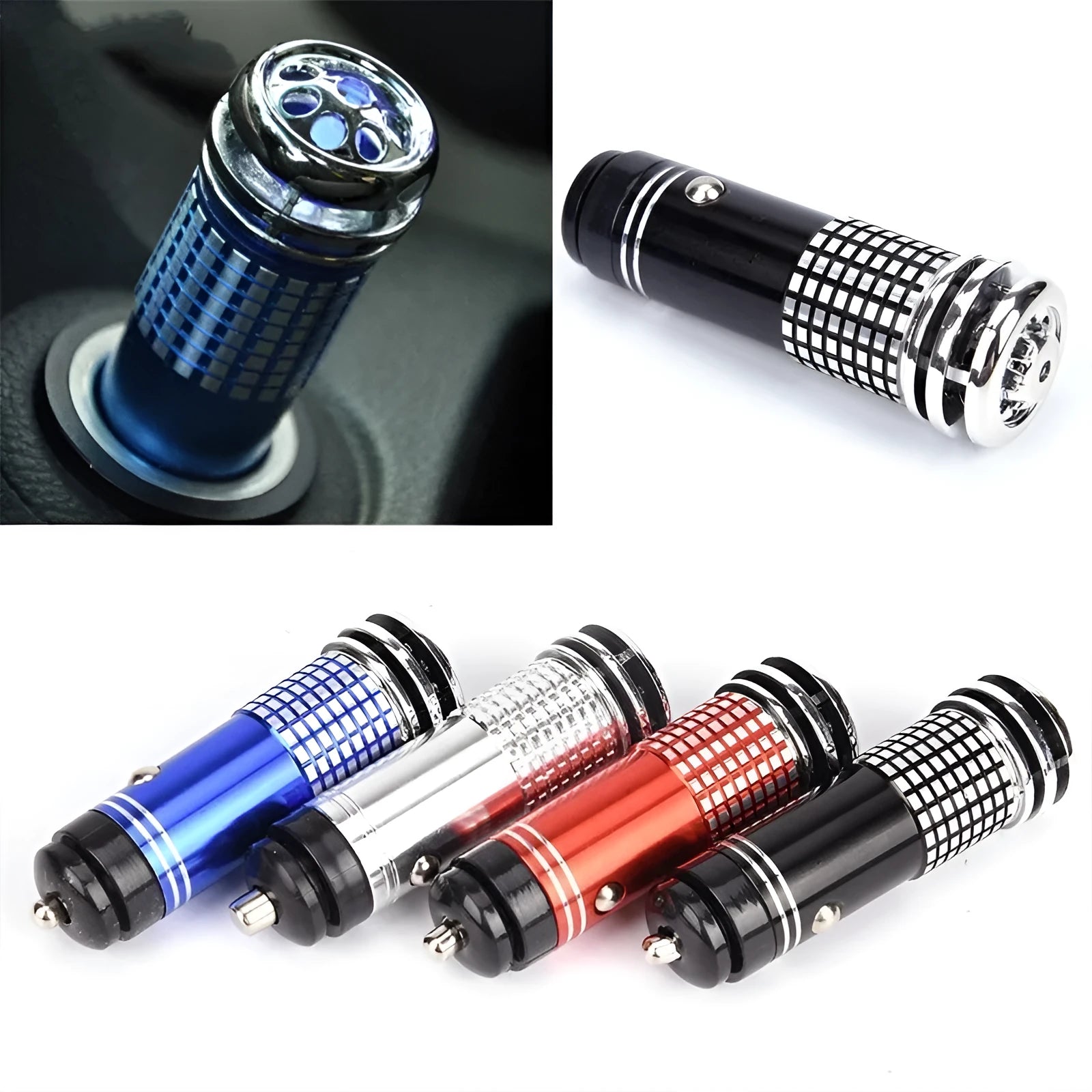 12V car air purifier negative ion lonizer aluminium alloy 8cm blue