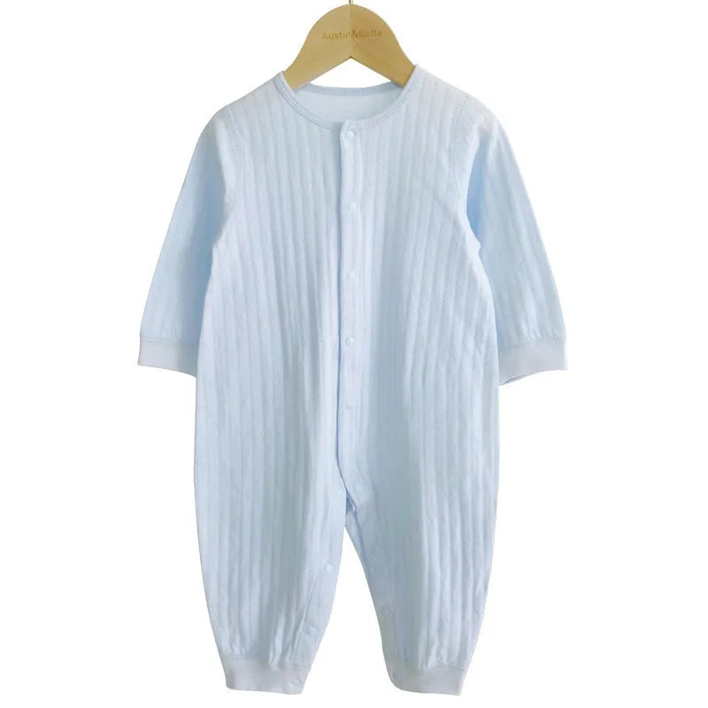 100% cotton baby onesie long sleeve spring autumn pajamas in pink blue white sizes 66-90cm