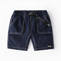 Children's breathable cotton summer shorts in khaki with elastic waist and letter detailing