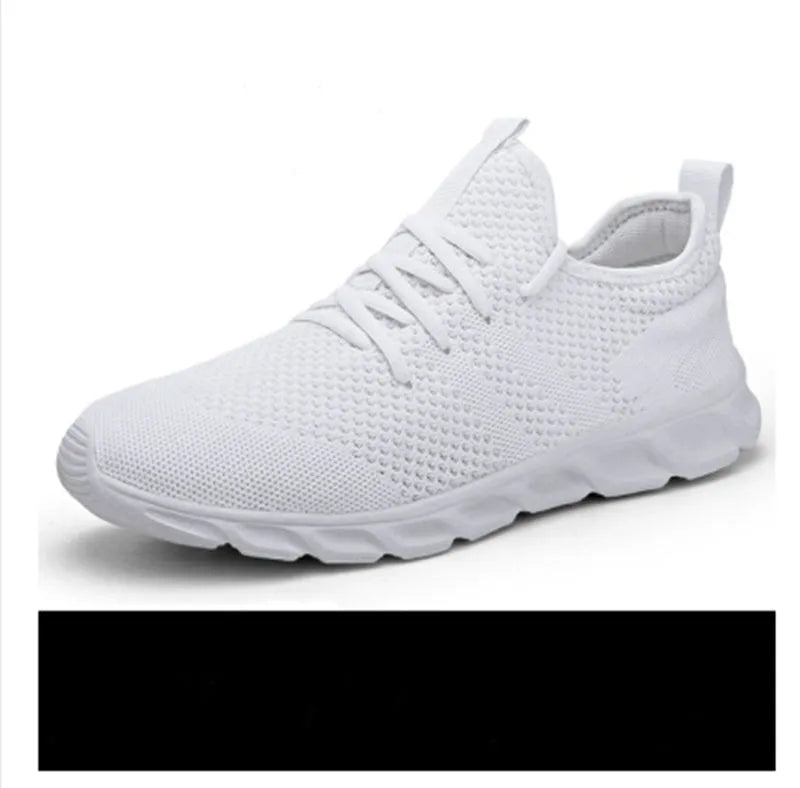 Men's black and white breathable mesh sneakers with PVC soles for casual jogging and spring outdoor wear