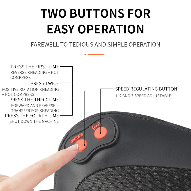 Chargeable massage occipital cervical vertebra massager in black with multi-head design and control panel