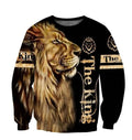 Lion 3D digital print hooded zipper shirt in cotton blended fabric on model