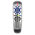 Black universal remote control for DISH Network satellite TV receivers, flat button design.