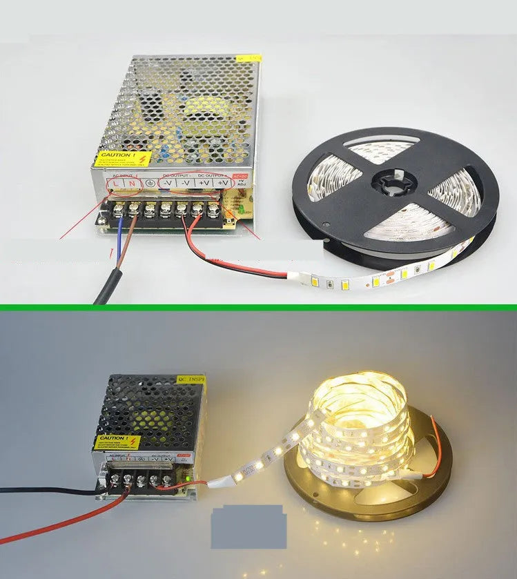 Close-up of a flexible white LED light strip (soft light belt) showing dense SMD LEDs, suitable for counter illumination.