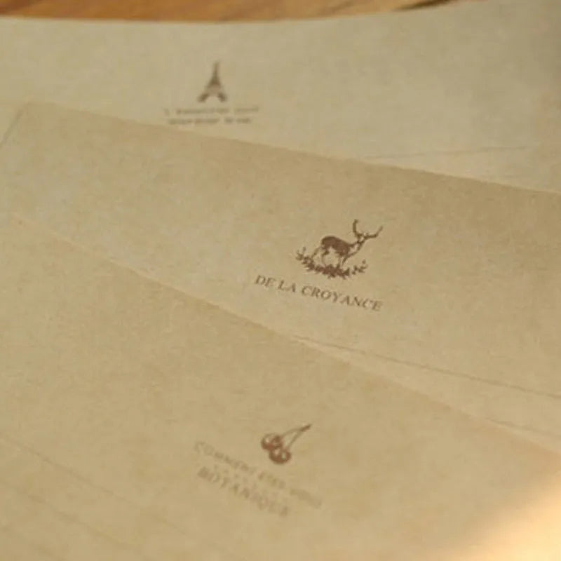 Vintage brown kraft paper stationery set with 10 large sheets and 2 small notes