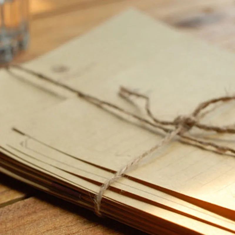 Vintage brown kraft paper stationery set with 10 large sheets and 2 small notes