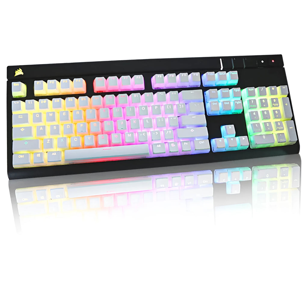 White pudding PBT mechanical keyboard keycap set showing 141 keys with dye-sublimated legends