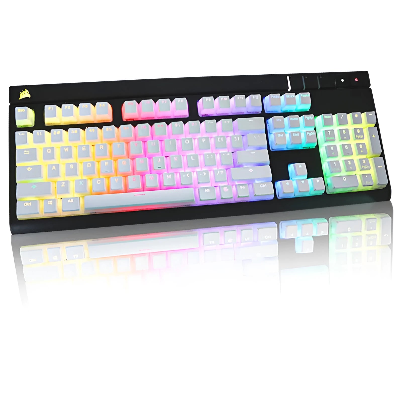 White pudding PBT mechanical keyboard keycap set showing 141 keys with dye-sublimated legends