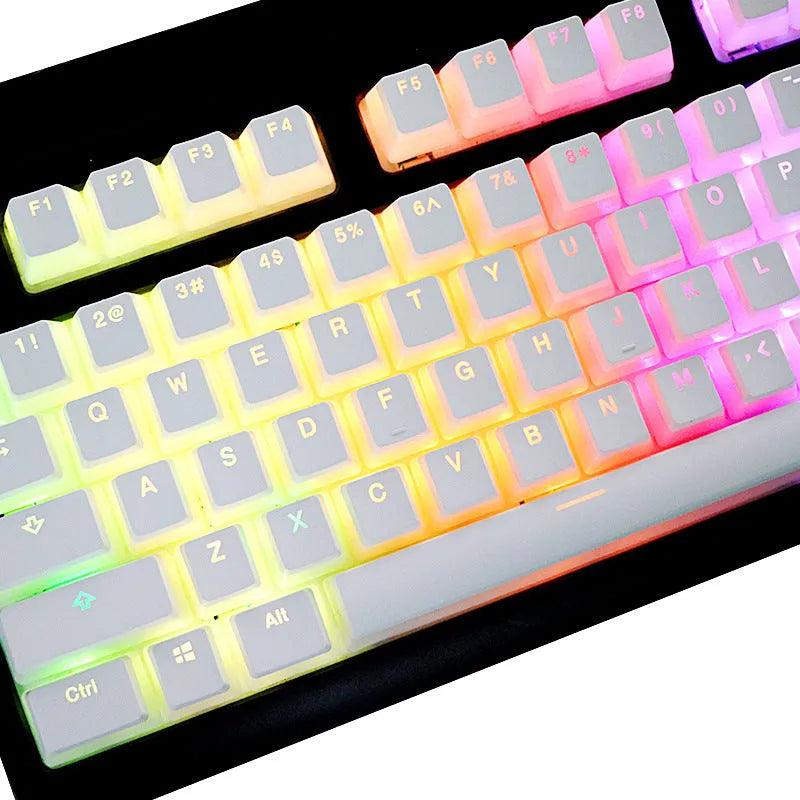 White pudding PBT mechanical keyboard keycap set showing 141 keys with dye-sublimated legends