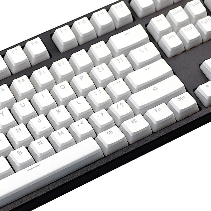 White pudding PBT mechanical keyboard keycap set showing 141 keys with dye-sublimated legends